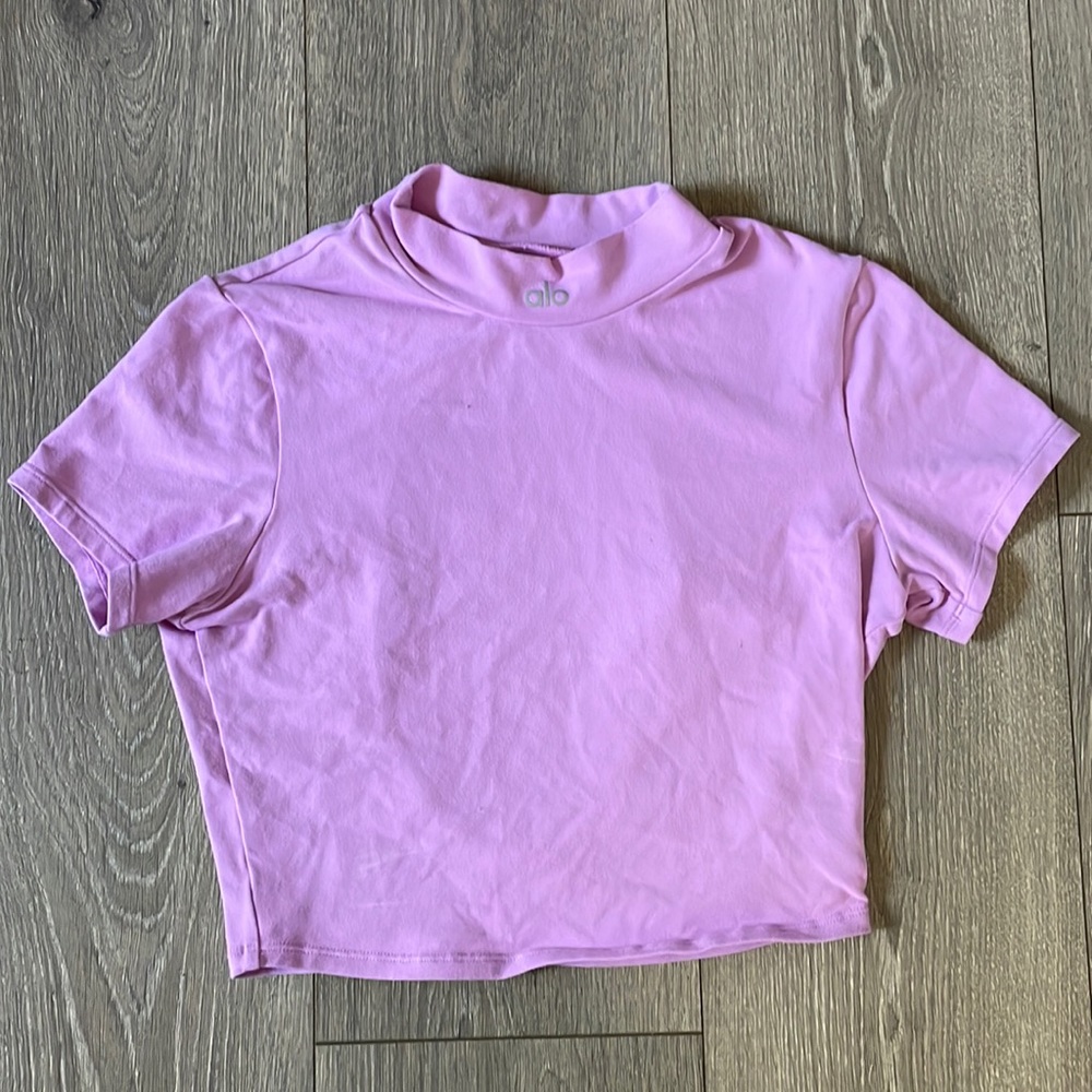 Pink mock neck women’s Alo top